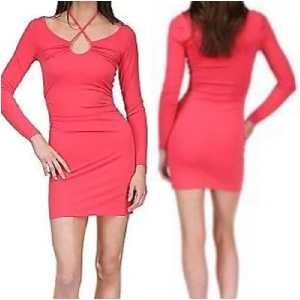 MICHAEL MICHAEL KORS Womens Coral Ruched Bodycon Dress - Size S (NWT)